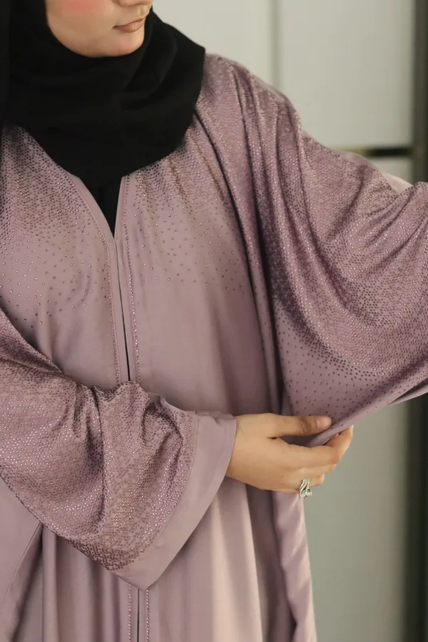Mauve_Pearl_Embellished_Abaya_With_Hijab_For_Women