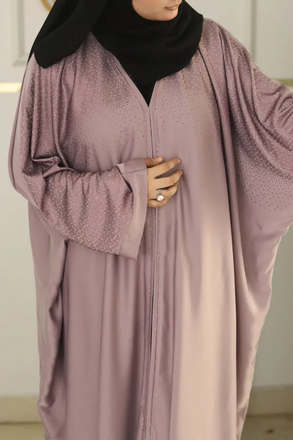Mauve_Pearl_Embellished_Abaya_With_Hijab_For_Women