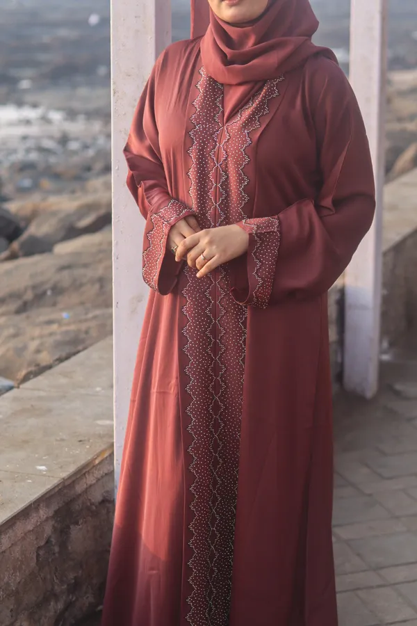 Red_Stonework_Kaftan_Abaya_With_Hijab_For_Women