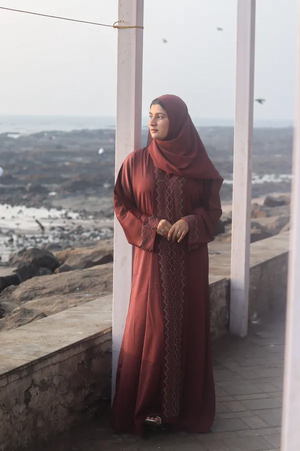 Red_Stonework_Kaftan_Abaya_With_Hijab_For_Women