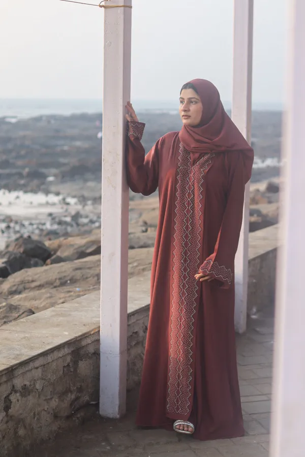 Red_Stonework_Kaftan_Abaya_With_Hijab_For_Women