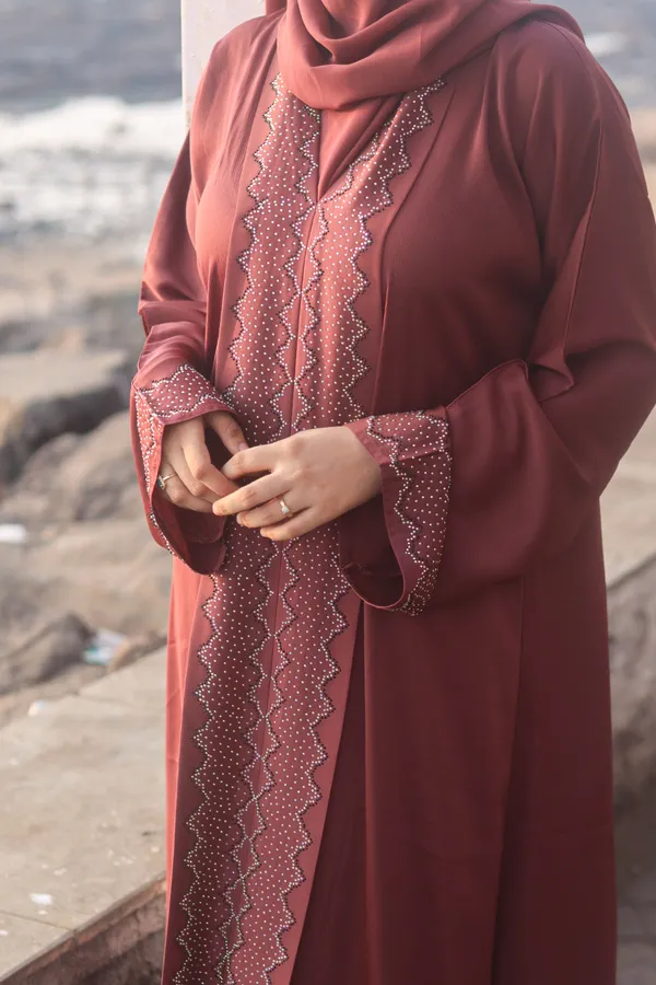 Red_Stonework_Kaftan_Abaya_With_Hijab_For_Women