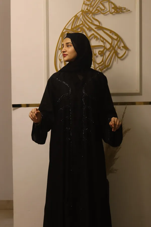 Black_Beaded_Handwork_Abaya_With_Hijab_For_Women