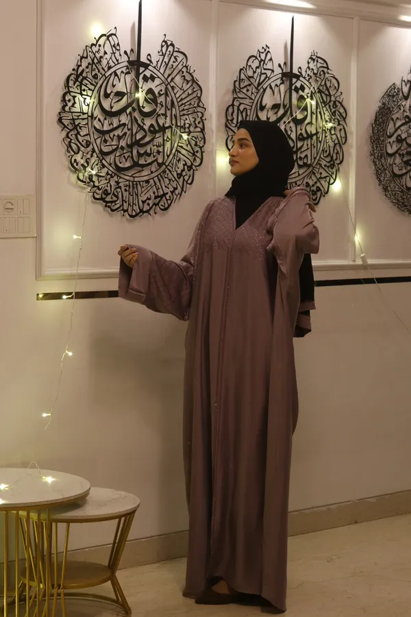 Mauve_Stonework_Abaya_With_Hijab_For_Women