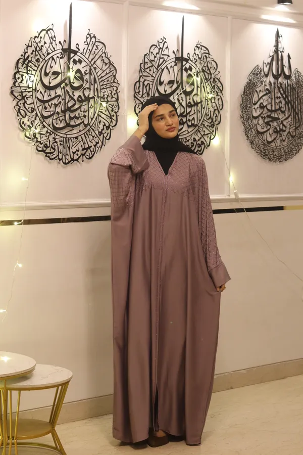 Mauve_Stonework_Abaya_With_Hijab_For_Women