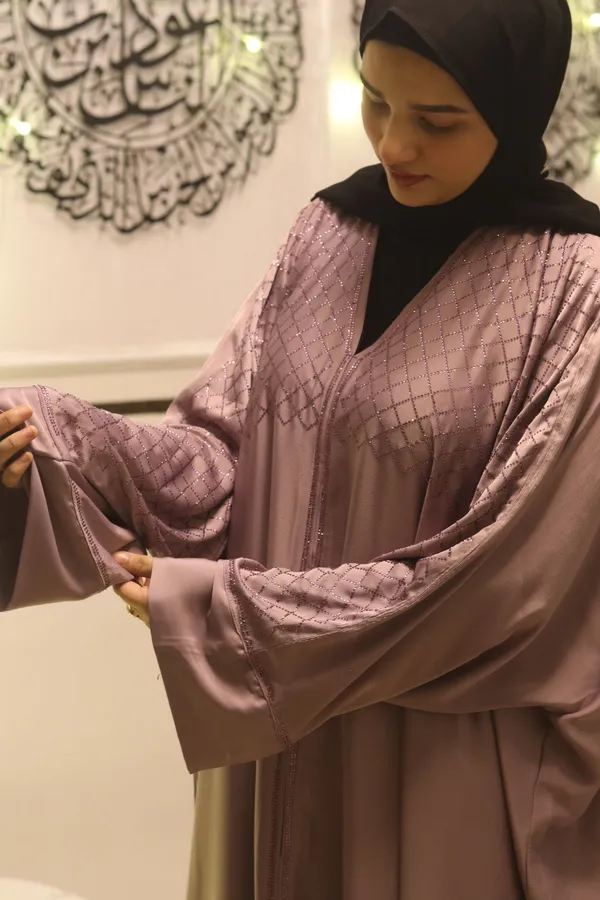 Mauve_Stonework_Abaya_With_Hijab_For_Women