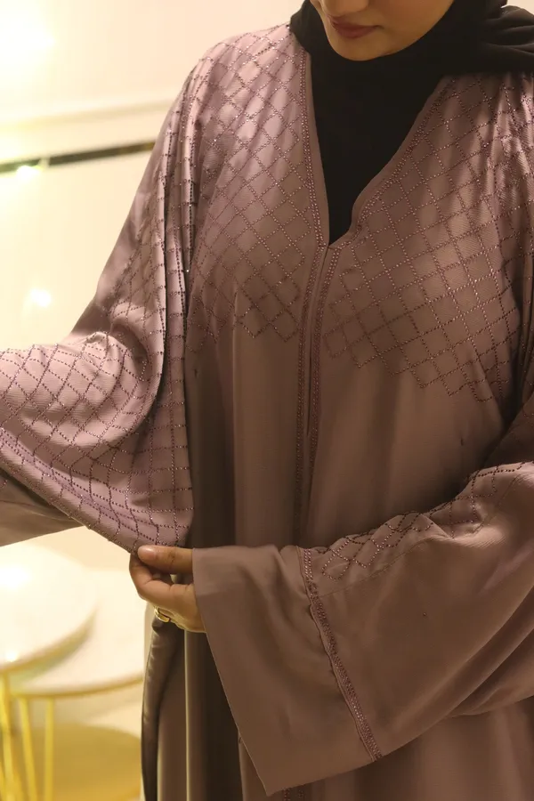 Mauve_Stonework_Abaya_With_Hijab_For_Women