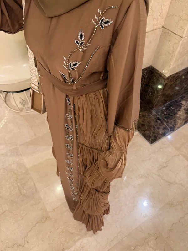 Brown_Nida_Handwork_Abaya_With_Hijab_For_Women