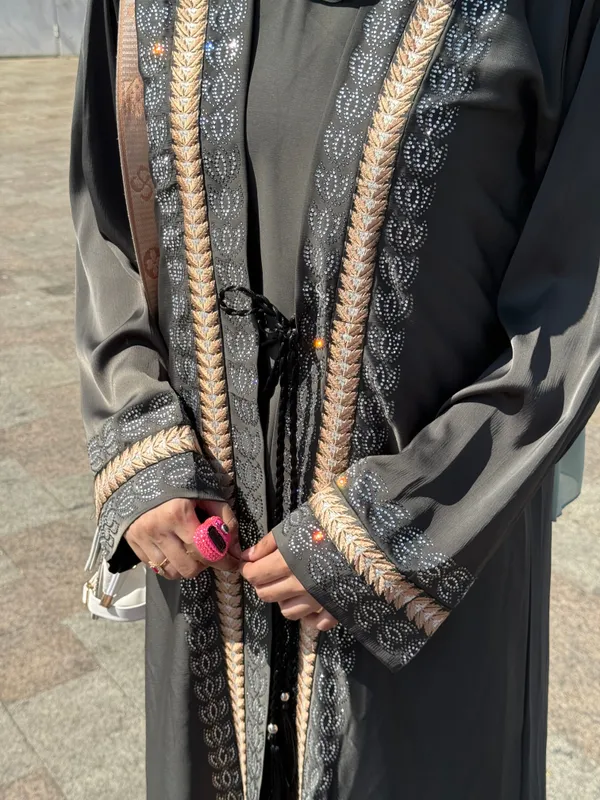 Black_Rhinestone_Stonework_Abaya_With_Hijab_For_Women