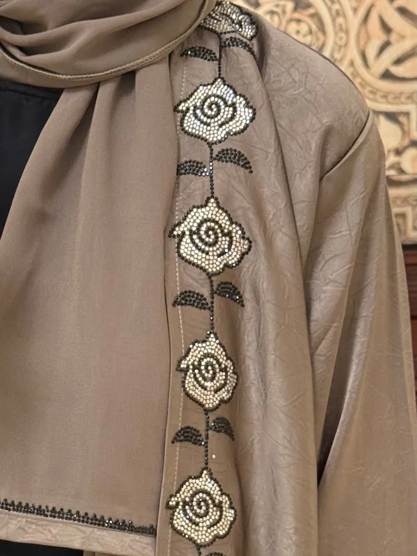 Brown_Rhinestone_Stonework_Elisa_Abaya_With_Hijab_And_Niqab