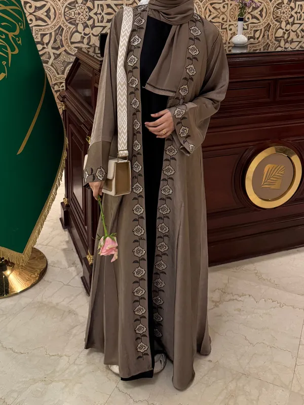 Brown_Rhinestone_Stonework_Elisa_Abaya_With_Hijab_And_Niqab