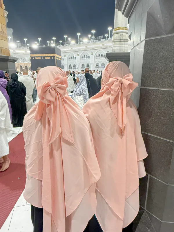 Peach_Chiffon_Bow_Fish_Tail_Khimar_For_Women