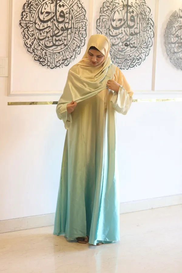 Lime_Turquoise_Ombre_Abaya_With_Matching_Hijab_For_Women