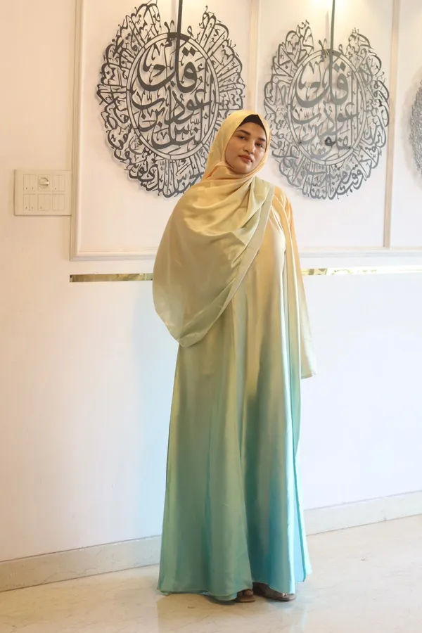 Lime_Turquoise_Ombre_Abaya_With_Matching_Hijab_For_Women