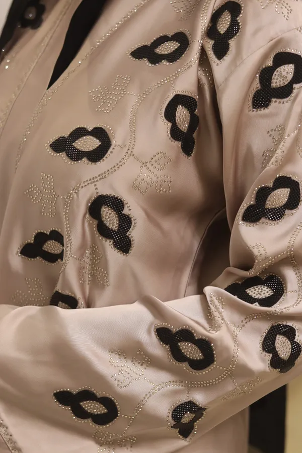 Beige_Nida_Dubai_Style_Abaya_With_Hijab_For_Women