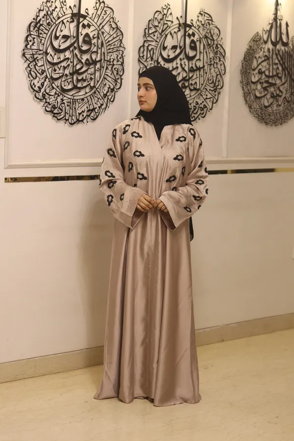 Beige_Nida_Dubai_Style_Abaya_With_Hijab_For_Women