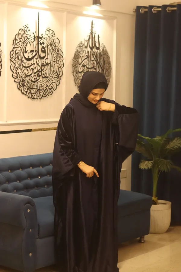 Blue_Velvet_Shrug_Abaya_With_Inner_Slit_For_Women
