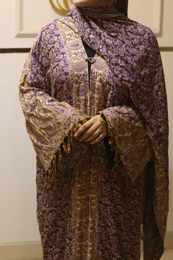 Purple_Gold_Pashmina_Paisley_Abaya_Set_With_Hijab_For_Women