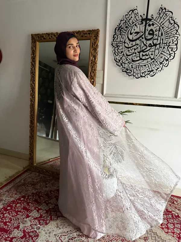 Pink_Metallic_Lace_Shrug_Modest_Evening_Cardigan_For_Women