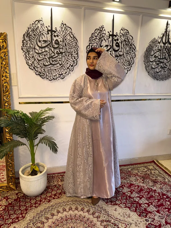 Pink_Metallic_Lace_Shrug_Modest_Evening_Cardigan_For_Women