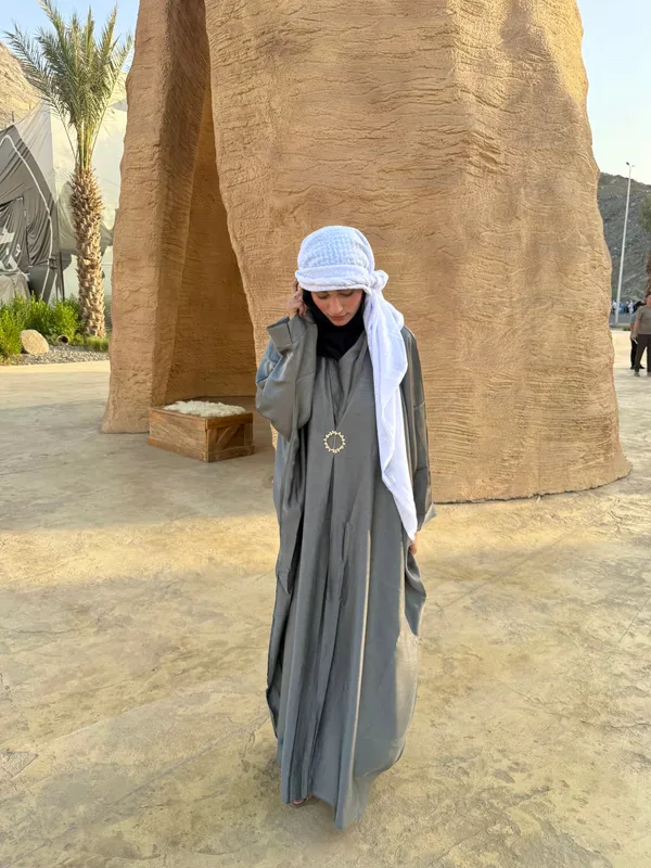 Grey_Imported_Brooch_Abaya_With_Hijab_For_Women