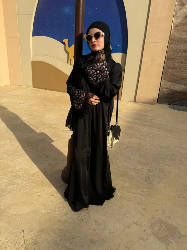 Black_Net_Cutout_Nida_Abaya_With_Hijab_For_Women