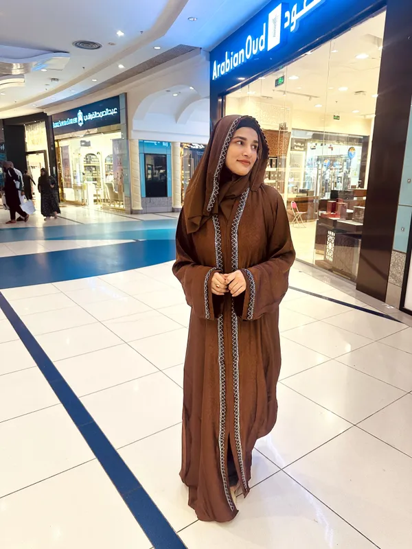 Brown_Nida_Stonework_Abaya_With_Hijab_For_Women