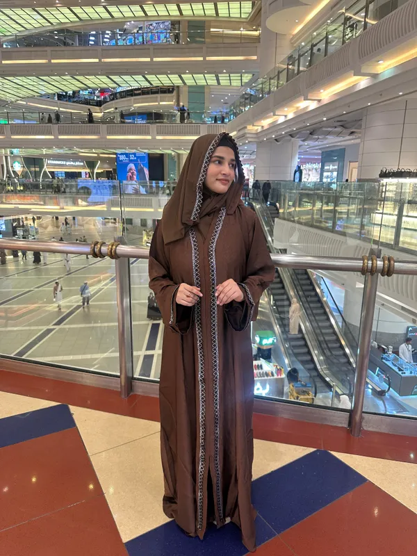 Brown_Nida_Stonework_Abaya_With_Hijab_For_Women