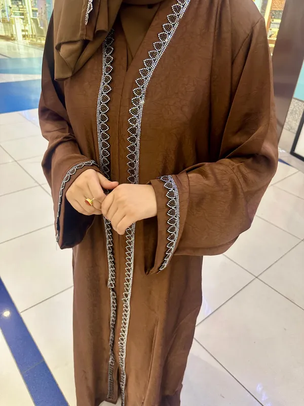 Brown_Nida_Stonework_Abaya_With_Hijab_For_Women