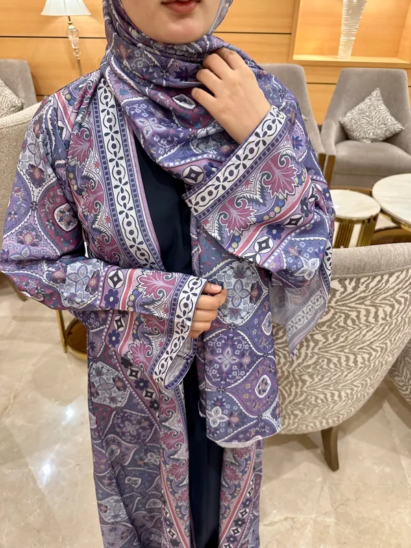 Lilac_Nida_Full_Set_Abaya_With_Matching_Hijab_For_Women