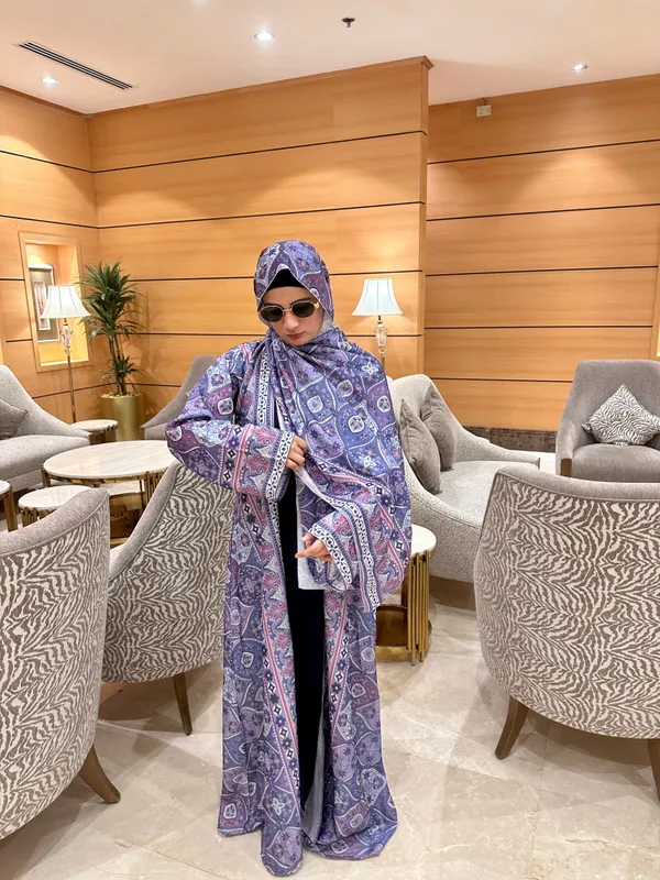 Lilac_Nida_Full_Set_Abaya_With_Matching_Hijab_For_Women