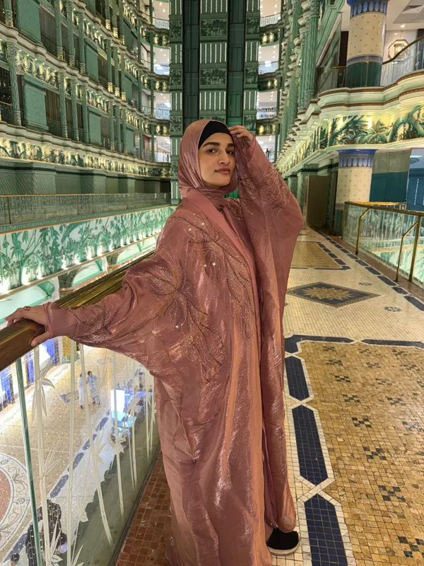 Pink_Shimmer_Handwork_Abaya_Full_Set_With_Hijab_For_Women