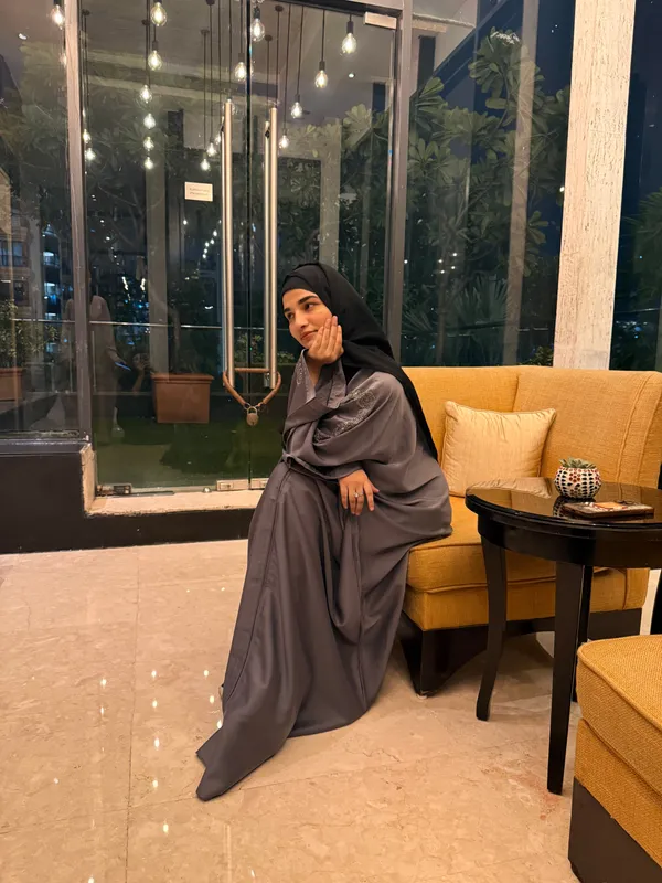 Grey_Tissue_Organza_Handwork_Abaya_With_Hijab_For_Women