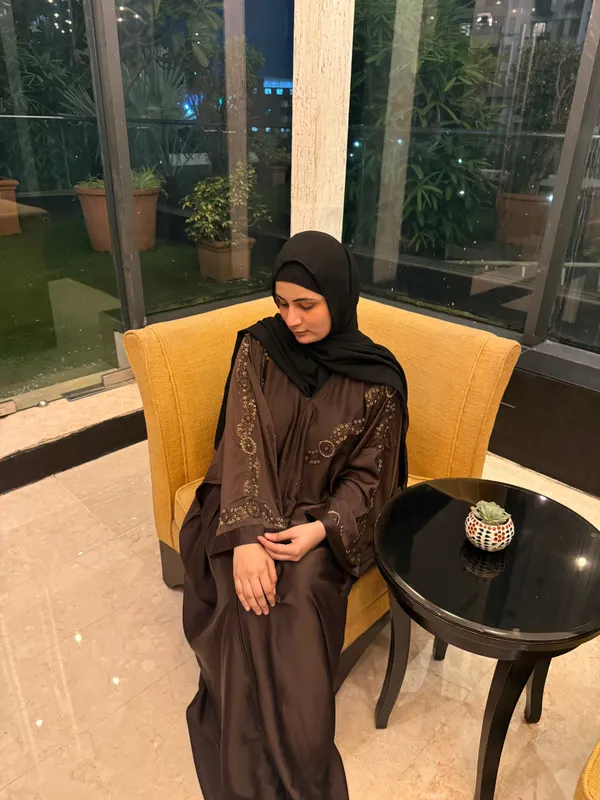 Brown_Tissue_Organza_Handwork_Abaya_With_Hijab_For_Women