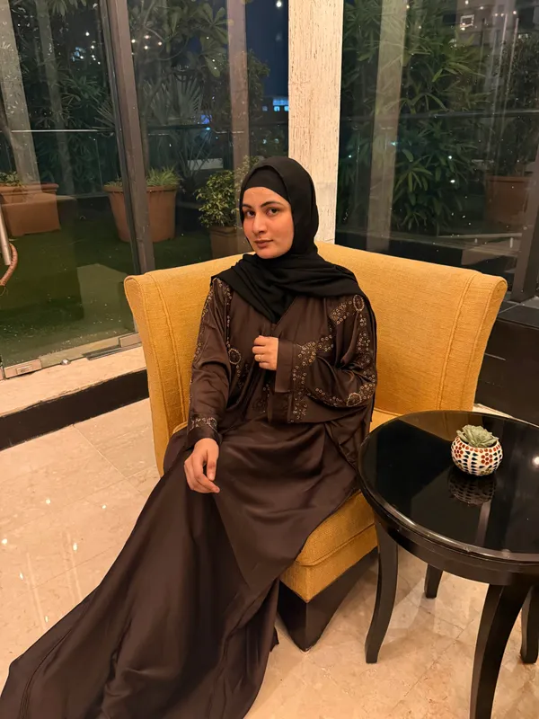 Brown_Tissue_Organza_Handwork_Abaya_With_Hijab_For_Women