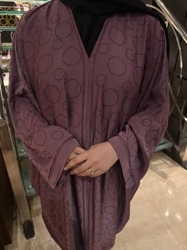 Purple_Tik_Tok_Fabric_Rhinestone_Embellished_Abaya_For_Women