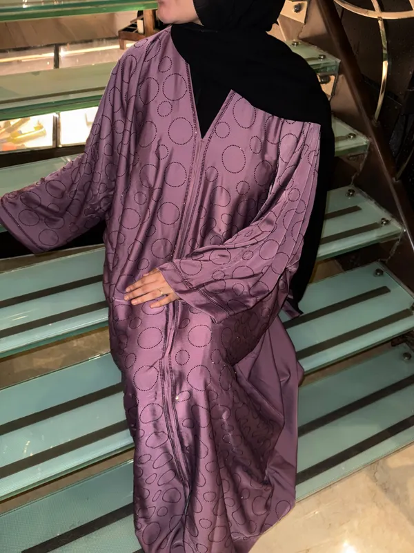 Purple_Tik_Tok_Fabric_Rhinestone_Embellished_Abaya_For_Women