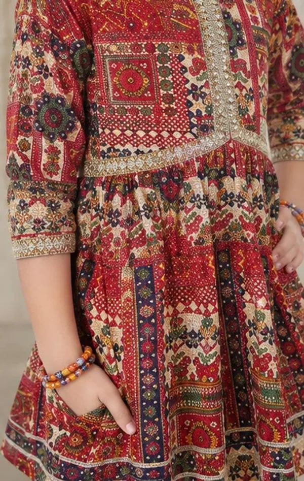 Red_Cotton_Peplum_Kurti_Flared_Palazzo_Set_For_Girls