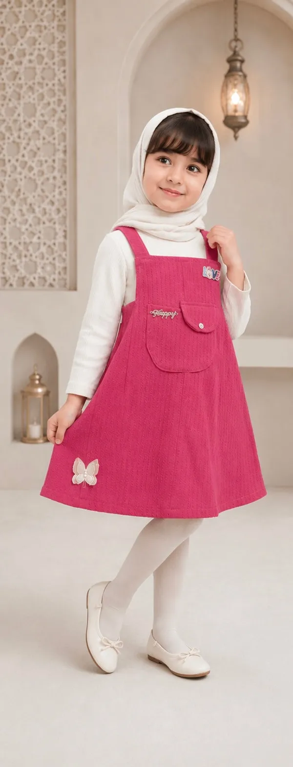 Magenta_Cotton_Pinafore_Dress_Set_For_Girls