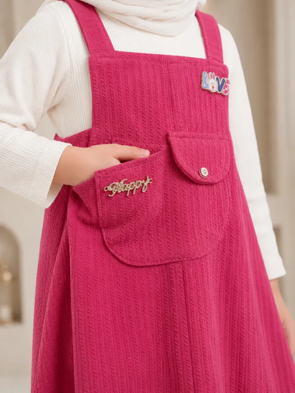 Magenta_Cotton_Pinafore_Dress_Set_For_Girls