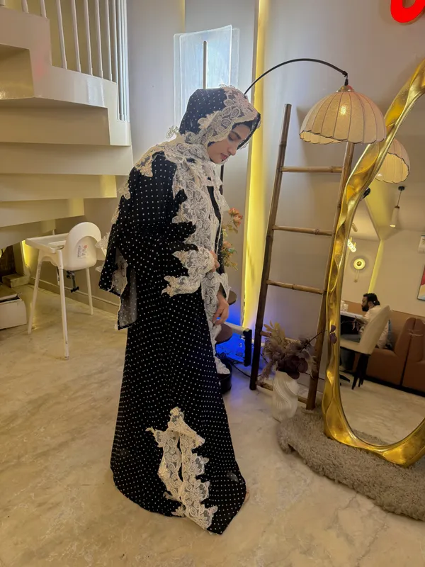 Black_Georgette_Polka_Dot_Abaya_With_Inner_Slit_Hijab_For_Women