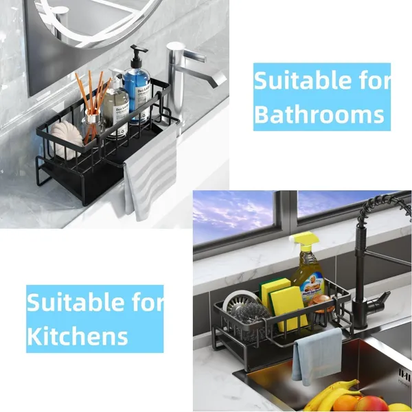 Kitchen_Sink_Caddy_Organizer_With_Drain_Tray_And_Towel_Bar