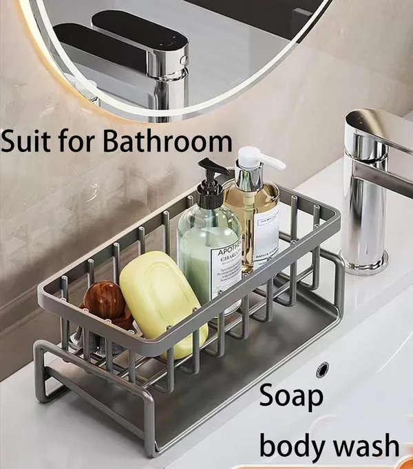Kitchen_Sink_Caddy_Organizer_With_Drain_Tray_And_Towel_Bar
