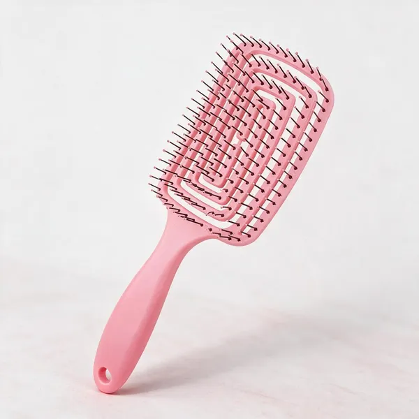 Cevonix_Pink_Curved_Vented_Detangling_Hair_Brush