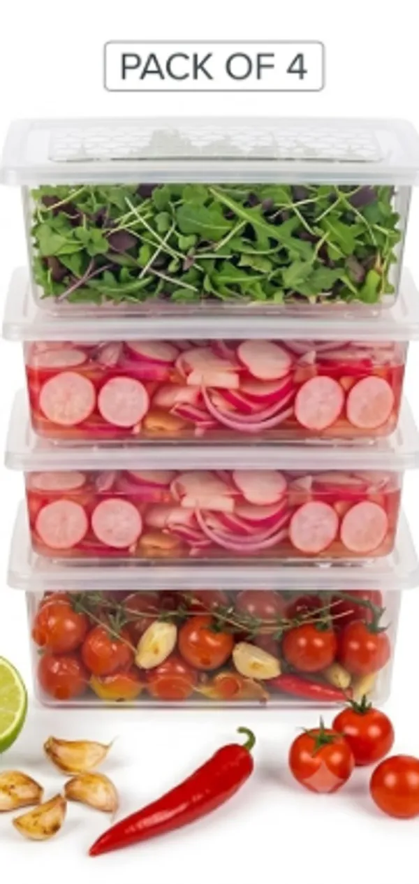 Polypropylene_Transparent_Vegetable_Storage_Box_With_Drain_Basket_Pack_Of_4