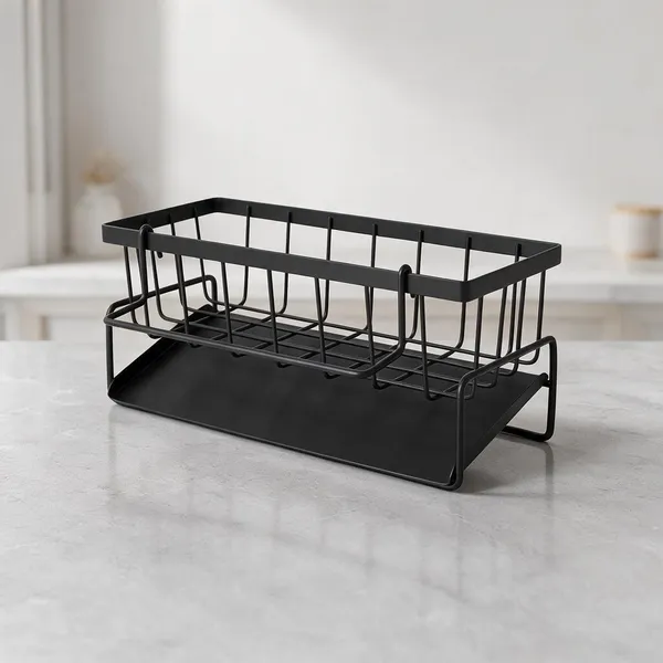 Metal_Black_Kitchen_Sink_Organizer_With_Drain_Tray_And_Towel_Bar