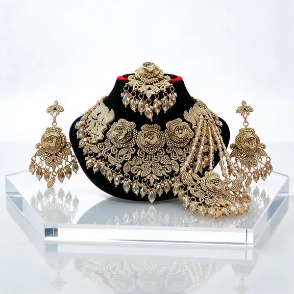 Gold_Tone_Copper_Brass_Pearl_Kundan_Style_Bridal_Jewellery_Set_For_Women