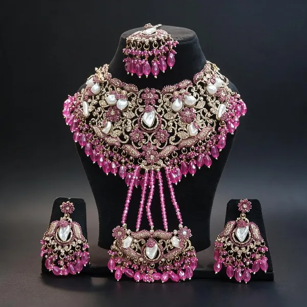 Pink_Copper_Brass_Pearl_Stone_Bridal_Jewellery_Set_For_Women