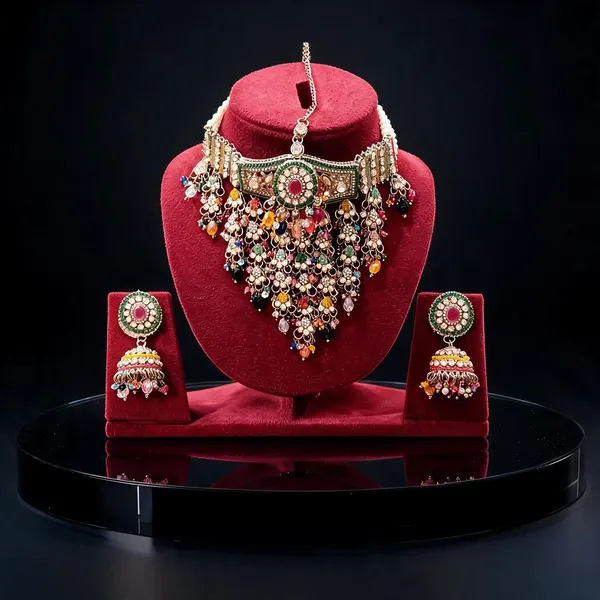 Multicolor_Copper_Brass_Pearl_Stone_Studded_Bridal_Choker_Set_For_Women