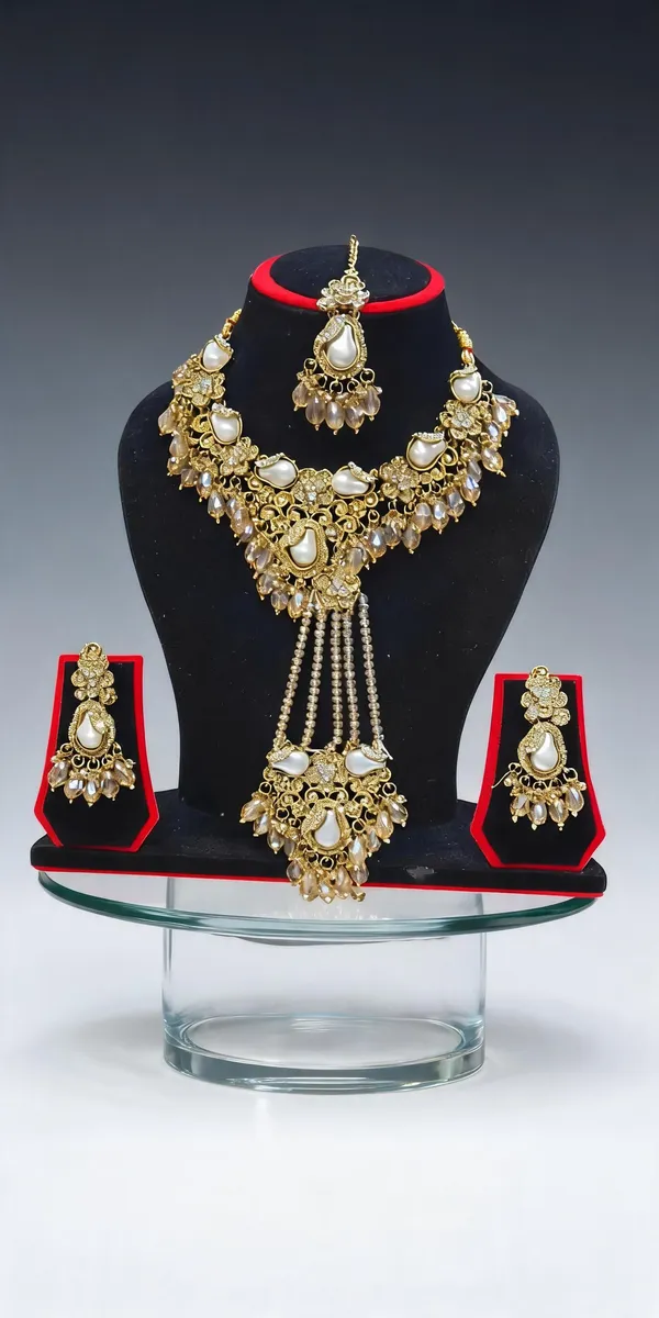Gold_Tone_Copper_Brass_Pearl_Stone_Bridal_Jewellery_Set_For_Women